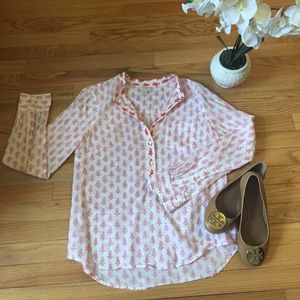 💎 J. Crew Women's Flow Shirt - Pink and Cream